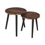 Lot de 2 tables basses gigognes  galet  39cm marron