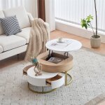 Fortuna lai - lot de 2 table basse gigogne, grand table avec plateau relevable, petie table avec 2 tiroirs, ...