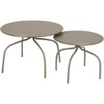 Lot de 2 tables basses gigognes de jardin taupe