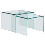 Drawer ? lot de 2 tables basses gigognes en verre tremp� ? dimensions 45x45x30 cm et 50x45x33 cm ? design ...