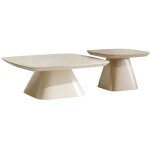 Lot de 2 tables basses en mdf - cr�me et taupe laqu� - nataza
