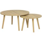 Sweeek - lot de 2 tables basses rondes effet frêne népal Sweeek - lot de 2 tables basses rondes effet frêne népal