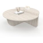 Lot 2 tables basses rondes guilia asym�triques effet travertin