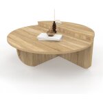 Lot de 2 tables basses rondes guilia asym�triques fa�on h�tre