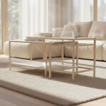 Lot de 2 tables basses en verre tremp� gris et transparent