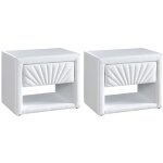 Lot de 2 tables de chevet - 1 tiroir et 1 niche - simili - blanc - ulami