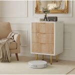 Lot de 2 tables de chevet 40 cm, tables de chevet avec 3 tiroirs - finition textur�e - poign�es et pieds ...