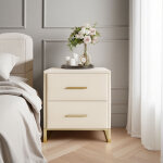 Lot de 2 table de chevet - 40x40x50 cm - 2 tiroirs et pieds en m�tal - meuble de chambre - tissu en velours ...