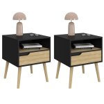 Idmarket - lot de 2 tables de chevet helsinki scandinaves 1 tiroir avec niche noir et effet h�tre