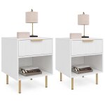 Idmarket ? lot de 2 tables de chevet 1 tiroir ? niche inf�rieure ? panneaux de particules bois blanc ...