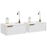 Idmarket ? lot de 2 tables de chevet murales scandinaves 1 tiroir ? dimensions 40x30x18cm ? panneau de ...