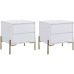 Pascal morabito - lot de 2 tables de chevet avec 2 tiroirs - mdf et métal - blanc laqué et doré - korasa ... Pascal morabito - lot de 2 tables de chevet avec 2 tiroirs - mdf et métal - blanc laqué et doré - korasa ...