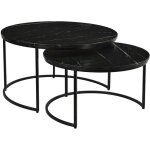 M&s - lot de 2 tables gigognes 75 et 63 cm en marbre et mtal noir