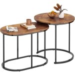 Lot de 2 table gigognes salon, table d'appoint, table basse ronde de canap avec cadre en mtal dor ...