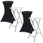 Lot de 2 tables hautes pliantes 105 cm et 2 housses noires