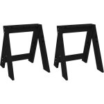 Dcoshop26 - lot de 2 tabourets assise de cuisine salle  manger 40 x 40 x 45 cm bois de pin noir dec026411 ...