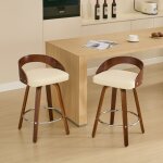 Lot de 2 tabouret de bar 360 degr�s pivotantes avec dossier bas, chaises de bar en bois avec assise en ...