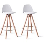 Designetsamaison - lot de 2 tabourets de bar blancs - soren