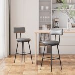 Lot de 2 tabourets de bar, chaises de bar, base en m�tal, dossier haut confortable, pu, convient aux ...