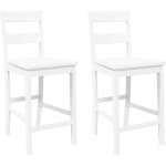 Lot de 2 tabourets de bar?chaise de bar blanc bois massif d'h�v�a cfw241254