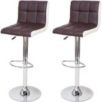 Dcoshop26 - lot de 2 tabourets de bar chaises de comptoir rglable en hauteur en pvc marron et blanc ...