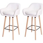 D�coshop26 - lot de 2 tabourets de bar chaises de comptoir avec repose - pieds en pvc blanc 040000170 ...