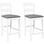 Lot de 2 tabourets de bar?chaise de bar avec coussins blanc bois massif d'h�v�a cfw197578
