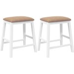 Lot de 2 tabourets de bar?chaise de bar avec coussins blanc bois massif d'h�v�a cfw223553