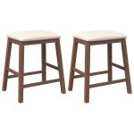 Lot de 2 tabourets de bar?chaise de bar avec coussins marron bois massif d'h�v�a cfw231673