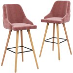 Lot de 2 tabourets de bar?chaise de bar?tabouret haut rose velours cfw19152 Lot de 2 tabourets de bar?chaise de bar?tabouret haut rose velours cfw19152