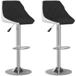 Dcoshop26 - lot de 2 tabourets de bar chaises hautes design moderne en pvc noir et blanc dec029800
