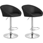 Dcoshop26 - lot de 2 tabourets de bar chaises hautes design moderne en pvc noir et mtal chrom 100004347 ...