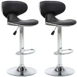 Dcoshop26 - lot de 2 tabourets de bar chaises hautes design moderne sige en pvc noir et acier dec029805 ...