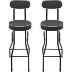 Lot de 2 tabourets de bar, chaises hautes pliables, hauteur d'assise 65 cm, chaise de cuisine avec dossier, ...
