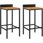 Dcoshop26 - lot de 2 tabourets de bar chaises hautes en rsine tresse noir et bois d'acacia dec029802 ...