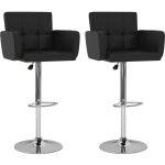 Dcoshop26 - lot de 2 tabourets de bar chaises hautes sige avec dossiers et accoudoirs en pvc noir et ...