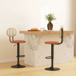 Lot de 2 tabourets de bar chaises de bar hauteur r�glable avec dossier en rotin et repose - pieds, marrontabou ...