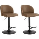 Lot de 2 tabouret de bar chaise de bar r�glable en hauteur, chaises hautes rev�tement en pu, rotatif ...