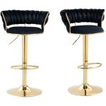 Lot de 2 tabouret de bar - chaise de bar, rotatif � 360�, avec hauteur r�glable, coussin rembourr�, dossier ...