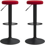 Lot de 2 tabourets de bar?chaise de bar rouge bordeaux velours cfw251243