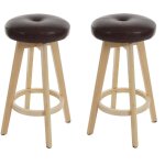 D�coshop26 - lot de 2 tabourets de bar comptoir pivotant pieds clair assise en pvc bordeaux 040007470 ...