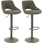 Lot de 2 tabourets de bar comptoir avec repose - pieds rotatifs en pvc vert et m�tal 040007476