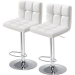 Lot de 2 tabouret de bar cuir pu avec coussin d'assise et dossier pais, 360rotation rglable rglage ...