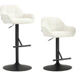 Homcom - lot de 2 tabourets de bar design effet capitonn - rglable, pivotant - acier noir mat tissu ...