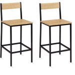 Lot de 2 tabourets de bar detroit avec dossier chaise de cuisine design industriel