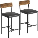 Lot de 2 tabourets de bar avec dossier, chaises de bar rembourrs en pu, chaises hautes avec repose - ...