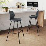 Lot de 2 tabouret de bar avec dossier et repose - pieds en pieds en mtal simili cuir pour in cuisine ...
