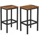 Lot de 2 tabourets de bar, fauteuils, style loft rustique marron - noir Lot de 2 tabourets de bar, fauteuils, style loft rustique marron - noir