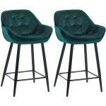 Clp - ensemble de 2 tabourets de bar gibson en velours avec 76 cm de hauteur de haut vert vert foncé Clp - ensemble de 2 tabourets de bar gibson en velours avec 76 cm de hauteur de haut vert vert foncé