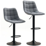 Lot de 2 tabourets de bar gris fonc�, rembourr�s, avec dossier pivotant � 360�, hauteur r�glable et repose ...